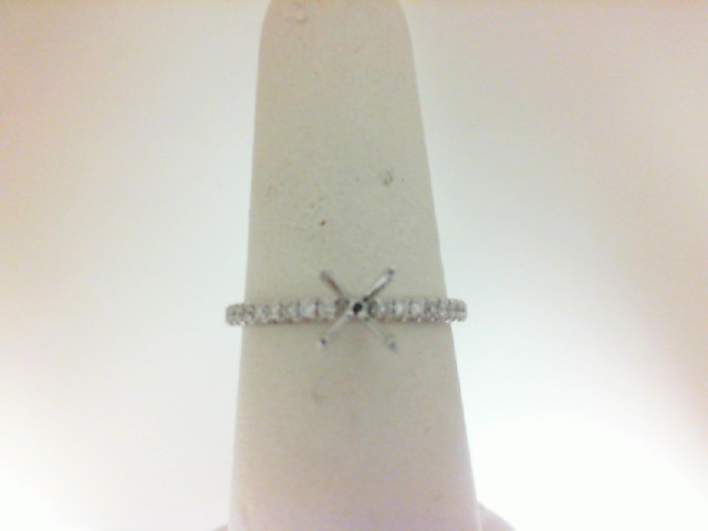 14 Karat White Gold Semi-Mount Ring  With 16=0.13Tw Round Diamonds