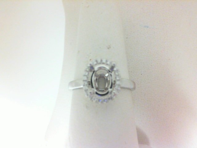 14 Karat White Gold Semi-Mount Ring  With 24=0.12Tw Round Diamonds