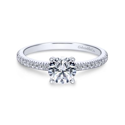 Gabriel & Co:14 Karat White Gold 0.18 Ct Diamond  Semi-Mount Engagement Ring
Setting only, center stone not included