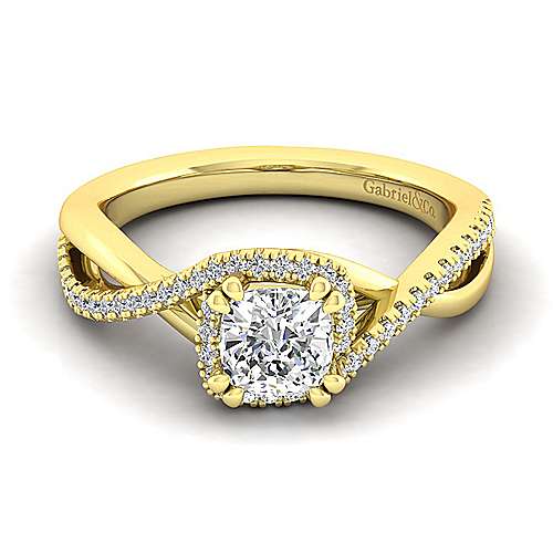 Gabriel & Co 14 Karat Yellow Gold Diamond Twist Semi-Mount Engagement Ring 0.23 Ct
Setting only, center stone not included