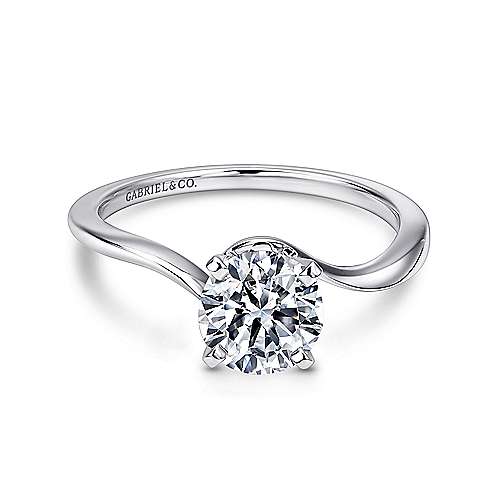 Gabriel & Co 14 Karat White Gold Twisted Solitaire Semi Mount Engagement Ring