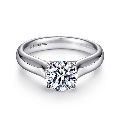 Gabriel & Co 14 Karat White Gold Cathedral Solitaire Semi-Mount Ring
*Setting only, center stone not included