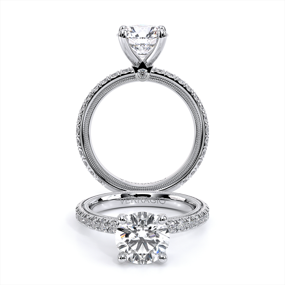 Verragio 14 Karat White Gold Tradition Round Brilliant Cut Semi-Mount 0.64 Ct
*Setting only, center stone not included
