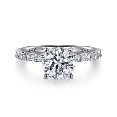 Gabriel & Co 14 Karat White Gold Diamond Classic Straight Semi-Mount 0.37 Ct
*Setting only, center stone not included