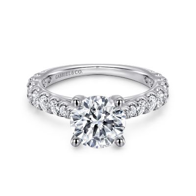 Gabriel & Co 14 Karat White Gold Classid Cathedral Diamond Semi Mount 0.81 Ct
*Setting only, center stone not included