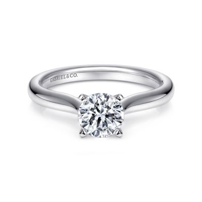 Gabriel & Co 14 Karat White Gold Classic Solitaire Semi-Mount Ring
*Setting only, center stone not included