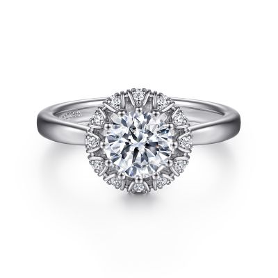Gabriel & Co 14 Karat White Gold Diamond Halo Semi-Mount 0.24 Ct
*Setting only, center stone not included