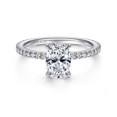 Gabriel & Co 14 Karat White Gold Oval Hidden Halo Diamond Semi-Mount 0.45 Ct
*Setting only, center stone not included