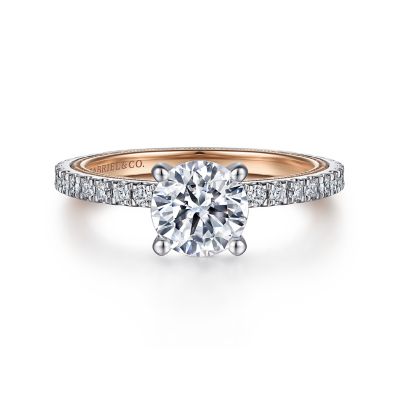 Gabriel & Co 14 Karat White And Rose Gold Diamond 0.44 Ct Semi-Mount Ring
*Setting only, center stone not included