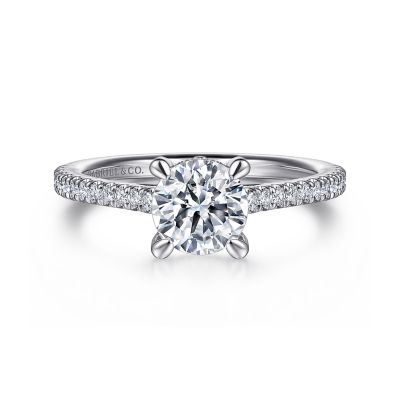 Gabriel & Co 14 Karat White Gold Round Brilliant Cut Diamond Hidden Halo Semi-Mount Ring 0.25 Ct
*Setting only, center stone not included