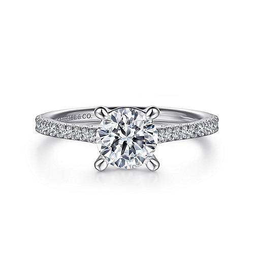 Gabriel & Co 14 Karat White Gold Diamond Cathedral Style 0.22 Ct Semi-Mount Ring
*Setting only, center stone not included