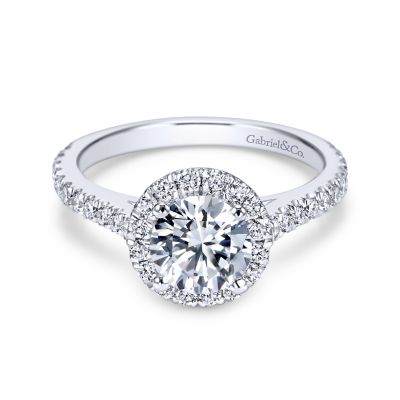 Gabriel & Co 14 Karat White Gold Round Halo Diamond Semi-Mount Engagement Ring 0.65 Ct
*Setting only, center stone not included