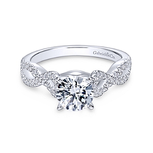Gabriel & Co14 Karat White Gold 0.37 Ct Diamond Twisted Semi-Mount Engagement Ring
Setting only, center stone not included