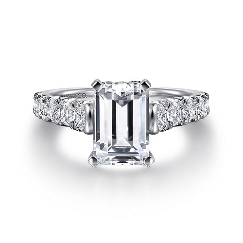 Gabriel & Co 14 Karat White Gold Diamond Hidden Halo 0.89 Ct Cathedral Semi-Mount
*Setting only, center stone not included