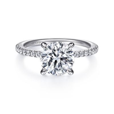 Gabriel & Co 14 Karat White Gold Diaimond Semi-Mount 0.32 Ct With Hidden Halo And Surprise Diamond
*Setting only, center stone not included