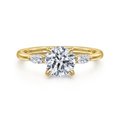 Gabriel & Co 14K Yellow Gold Round Three Stone Diamond Semi-Mount Engagement Ring0.20 ct
*Setting only, center stone not included