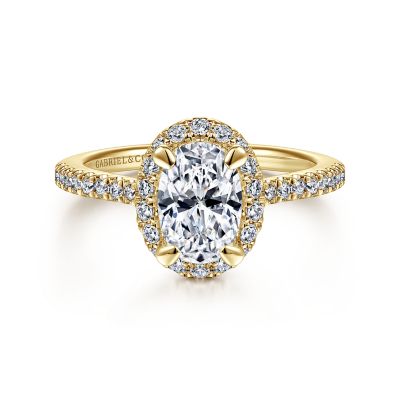 Gabriel & Co 14 Karat Yellow Gold Oval Halo Diamond Semi-Mount 0.33 Ct
*Setting only, center stone not included