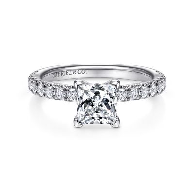 Gabriel & Co 14 Karat White Gold Diamond Semi-Mount With Hidden Halo 0.53 Ct
*Setting only, center stone not included