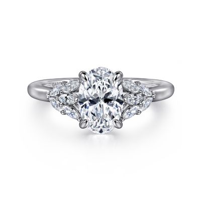 Gabriel & Co 14 Karat White Gold Marquise Brilliant Cut Semi-Mount 0.23 Ct
*Setting only, center stone not included