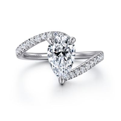 Gabriel & Co 14 Karat White Gold 0.30 Ct Diamond By Pass Semi- Mount
*Setting only, center stone not included