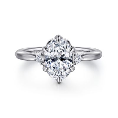 Gabriel & Co 14 Karat White Gold Oval 6 Prong Semi-Mount With 0.08 Ct
*Setting only, center stone not included