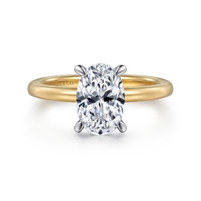 Gabriel & Co 14 Karat Yellow Gold With White Gold Diamond Hidden Halo 0.05 Ct
*Setting only, center stone not included