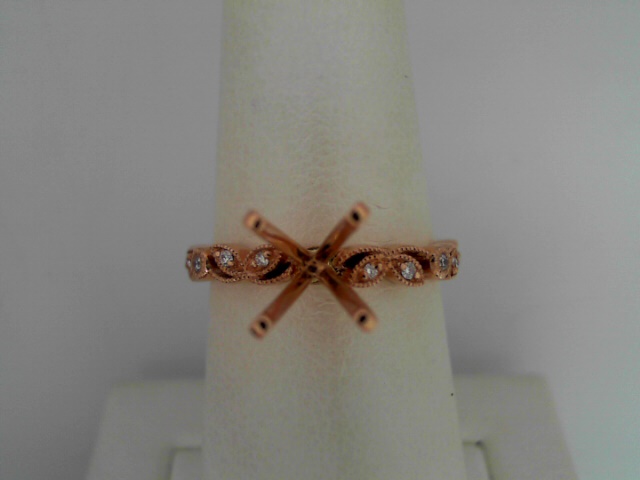 14 Karat Rose Gold Milgrain Semi-Mount Ring With 10=0.05Tw Round Diamonds
For  Center Size: 6.5