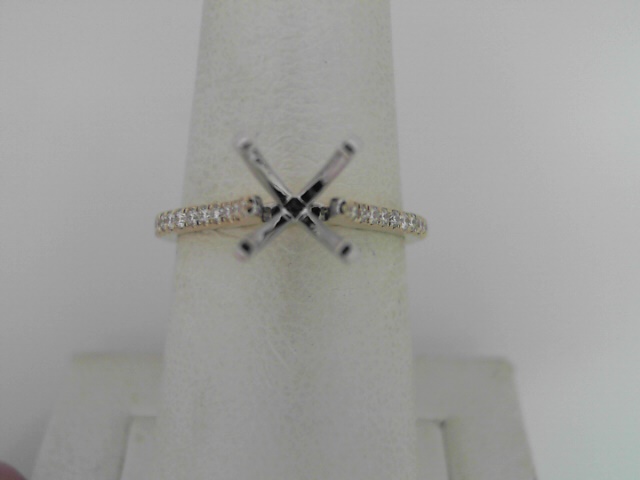 14 Karat Yellow/White Semi-Mount Ring With  22=0.16 tw Round Brilliant Diamonds
Size 6.5