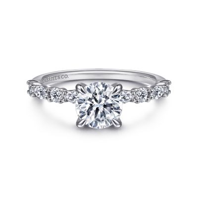 Gabriel & Co 14 Karat White Gold  Marquise And Round Brilliant Cut Diamond Semi-Mount 0.59 Ct
*Setting only, center stone not included