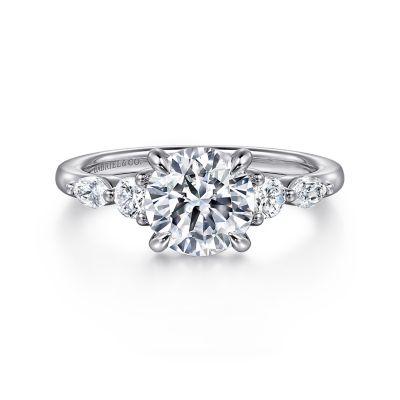 Gabriel & Co 14K White Gold Round Five Stone Diamond Semi-Mount Engagement Ring
*Setting only, center stone not included