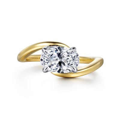 Gabriel & Co 14K White-Yellow Gold Bypass Oval Diamond Engagement Ring
**Center Not Included**