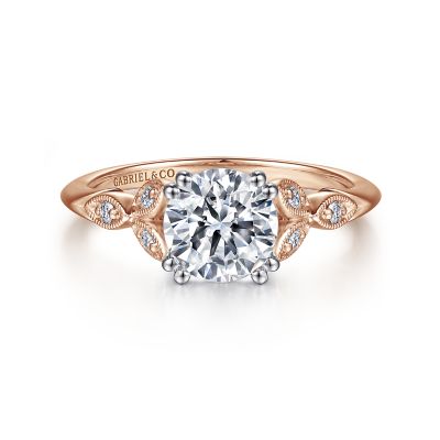 Gabriel & Co 14 Karat White-Rose Gold Round Diamond Semi-Mount Engagement Ring 0.08Ctw
*Setting only, center stone not included