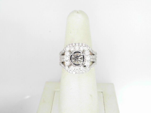 14 Karat White Gold Halo Semi-Mount Ring  With 110=1.74Tw Round Brilliant Diamonds