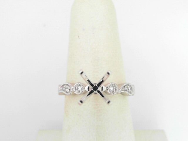 14 Karat White Gold Semi-Mount Ring With 8 Round Brilliant Diamonds 0.13Ctw