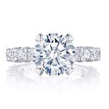 Tacori 18 Karat White Gold  Round Classic Crescent Royal T diamond Semi-Mount Engagement Ring 2.00Ctw
