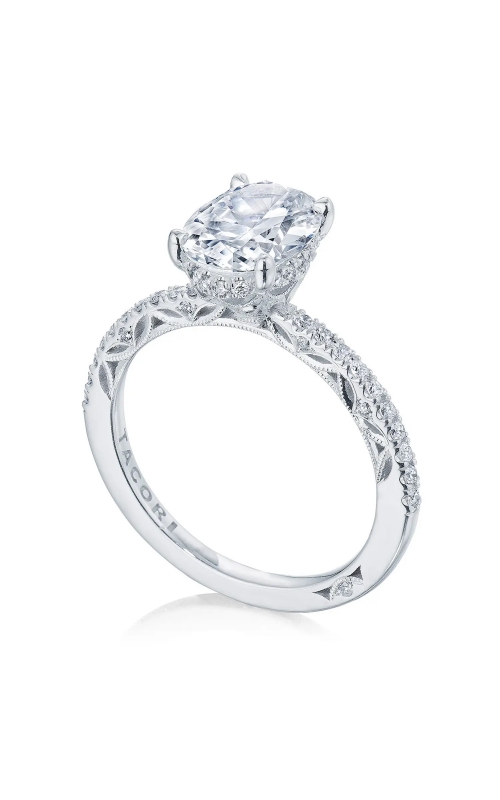 Tacori 18 Karat White Gold Dantela Diamond Semi-Mount Engagement Ring 0.24Ctw