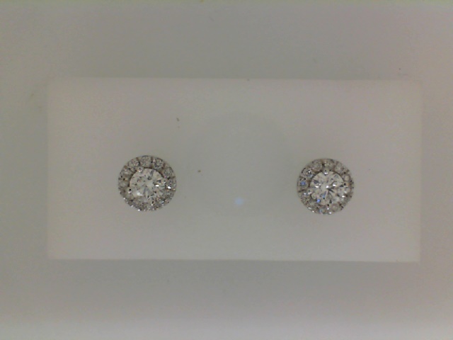 Forevermark: 18 Karat White Gold Earrings With One 0.31Ct Round G Si1 Forevermark Diamond, One 0.31Ct Round G Si1 Forevermark Diamond And .25 Twt  Non Forevermark Diamonds