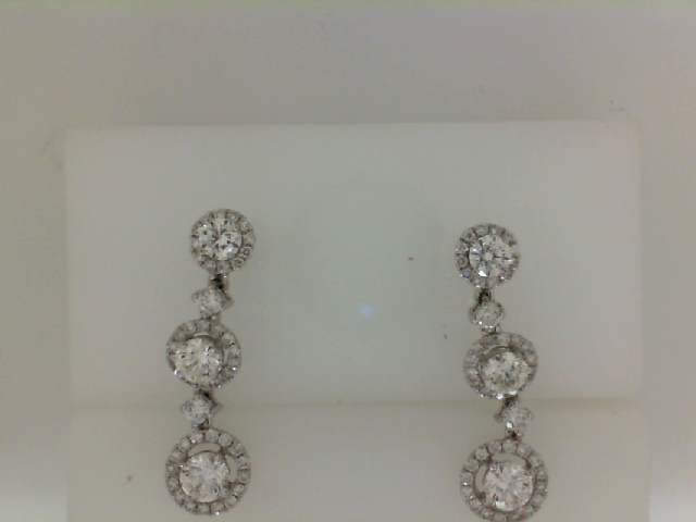 Forevermark: 18 Karat White Gold Forevermark Diamonds 6=1.22 Ct And 88=0.72 ct Non Forevermark Round Diamonds Earrings