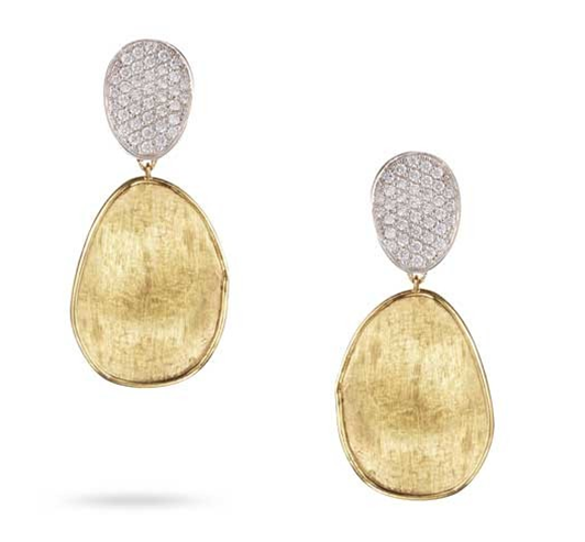 Marco Bicego Lunaria Dangle Earrings 18 Karat Yellow/White With 0.56Tw Round Diamonds