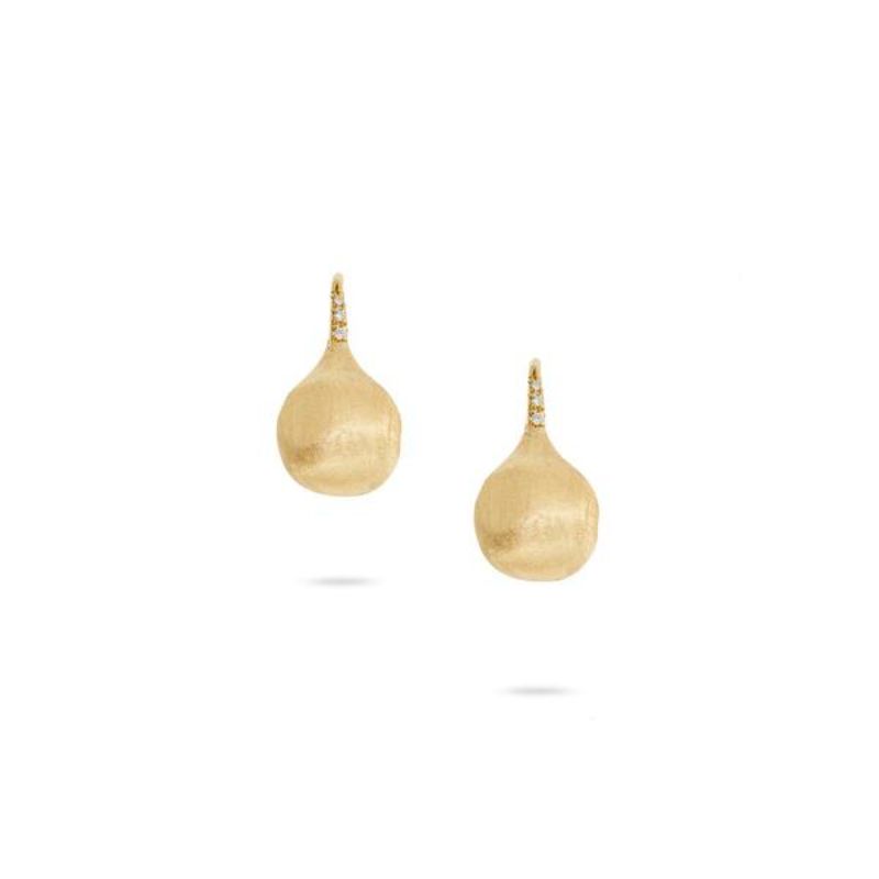 Marco Bicego Africa 18K Yellow Gold Medium Drop Earrings With Diamond  With 6=0.05Tw Round  Diamonds