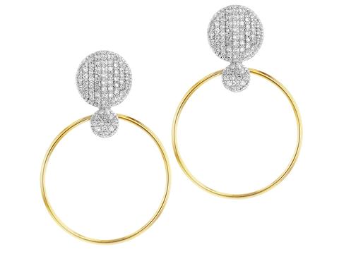 Phillip's House 14 Karat Yellow Gold Affair Double Infinity Grand Loop Earrings With 140=0.70Tw Round Diamonds