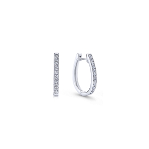 Gabriel & Co14 Karat White Gold 20 mm Slim Pave Hoop Earring With 24  Round Si1-2 Diamonds At 0.26 Total Diamond Weight
