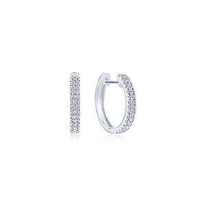 Gabriel & Co:14 Karat White Gold Hoop Earrings With 60 Round SI1-2 Diamonds At 0.29 Total Diamond Weight