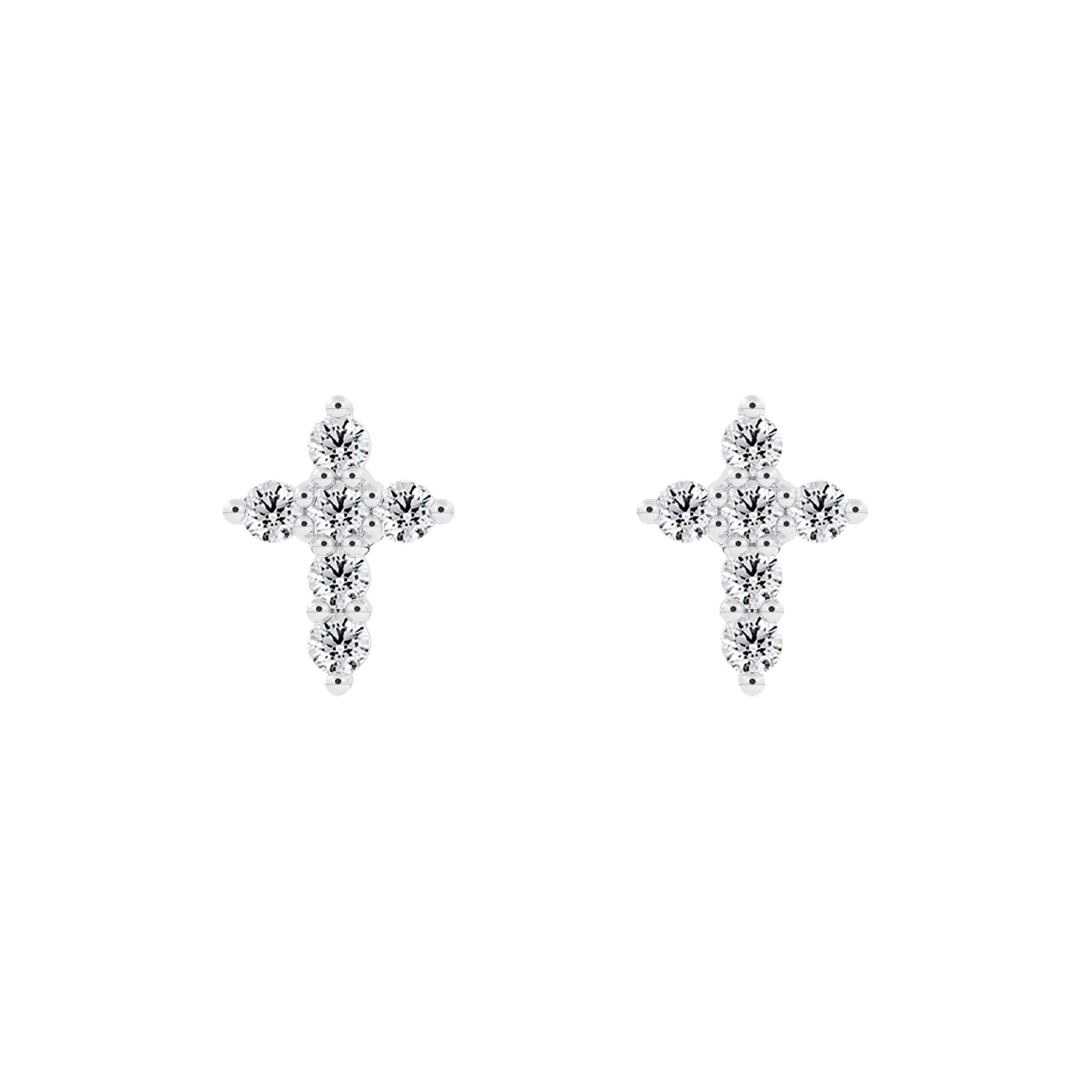 Forevermark: 18 Karat White Gold Cross Earrings With 12=0.15Tw Round G/H Si2 Diamonds