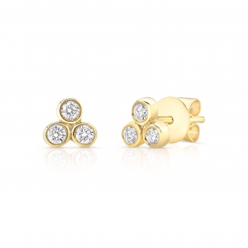 14 Karat Yellow Gold Stud Earrings With 6=0.16Tw Round Diamonds