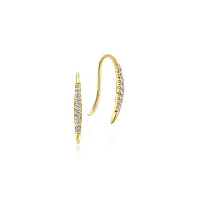 Gabriel & Co 14 Karat Yellow Gold Tapered 0.11 ct Diamond Threader Drop Earrings