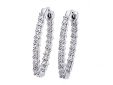 Roberto Coin 18 Karat White Small Inside/Outside Hoop Earrings With 2.35Tw Round Diamonds