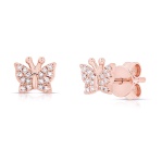 14 Karat Rose Gold Diamond Butterfly Earrings 0.07 Ct