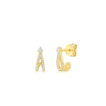 14 Karat Yellow Gold Split Hook Diamond Stud Earrings 0.12 Ct