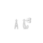 14 Karat White Gold Split Hook Diamond Stud Earrings 0.12 Ct